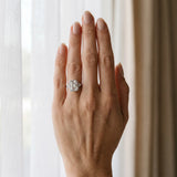 White gold Milgrain Emerald Cut Diamond Ring with Tapered Pave Band and Four Prong Setting_45