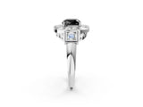 White gold Milgrain Fancy Black Cushion Cut Diamond Halo Split Shank Ring_2