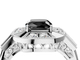 White gold Milgrain Fancy Black Cushion Cut Diamond Halo Split Shank Ring_4