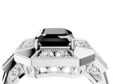 White gold Milgrain Fancy Black Emerald Cut Diamond Halo Split Shank Ring_4