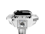 White gold Milgrain Fancy Black Emerald Cut Diamond Halo Split Shank Ring_5
