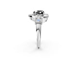 White gold Milgrain Fancy Black Heart Cut Diamond Halo Split Shank Ring_14