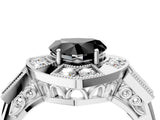 White gold Milgrain Fancy Black Heart Cut Diamond Halo Split Shank Ring_16