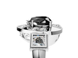 White gold Milgrain Fancy Black Heart Cut Diamond Halo Split Shank Ring_17