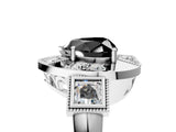 White gold Milgrain Fancy Black Heart Cut Diamond Halo Split Shank Ring_5
