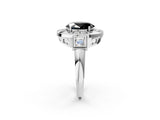 White gold Milgrain Fancy Black Oval Cut Diamond Halo Split Shank Ring_2