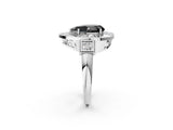 White gold Milgrain Fancy Black Pear Cut Diamond Halo Split Shank Ring_2