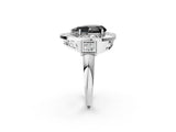 White gold Milgrain Fancy Black Pear Cut Diamond Halo Split Shank Ring_8