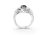 White gold Milgrain Fancy Black Pear Cut Diamond Halo Split Shank Ring_9