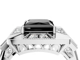 White gold Milgrain Fancy Black Princess Cut Diamond Halo Split Shank Ring_4
