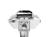 White gold Milgrain Fancy Black Princess Cut Diamond Halo Split Shank Ring_5