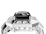 White gold Milgrain Fancy Black Radiant Cut Diamond Halo Split Shank Ring_4