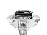 White gold Milgrain Fancy Black Radiant Cut Diamond Halo Split Shank Ring_5