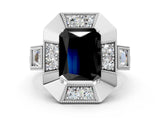 White gold Milgrain Fancy Black Radiant Cut Diamond Halo Split Shank Ring