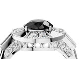 White gold Milgrain Fancy Black Round Cut Diamond Halo Split Shank Ring_16