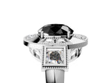 White gold Milgrain Fancy Black Round Cut Diamond Halo Split Shank Ring_17