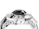 White gold Milgrain Fancy Black Round Cut Diamond Halo Split Shank Ring_28