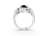 White gold Milgrain Fancy Black Round Cut Diamond Halo Split Shank Ring_3