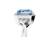 White gold Milgrain Fancy Blue Asscher  Cut Diamond Ring with Tapered Pave Band and Four Prong Setting_22