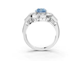 White gold Milgrain Fancy Blue Cushion Cut Diamond Halo Split Shank Ring_27