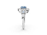 White gold Milgrain Fancy Blue Cushion Cut Diamond Halo Split Shank Ring_8