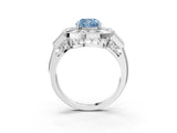 White gold Milgrain Fancy Blue Cushion Cut Diamond Halo Split Shank Ring_9