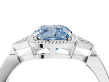 White gold Milgrain Fancy Blue Cushion  Cut Diamond Ring with Tapered Pave Band and Four Prong Setting_7