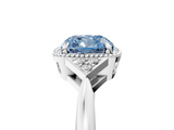 White gold Milgrain Fancy Blue Cushion  Cut Diamond Ring with Tapered Pave Band and Four Prong Setting_8