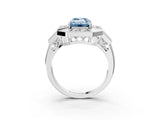 White gold Milgrain Fancy Blue Emerald Cut Diamond Halo Split Shank Ring_15
