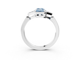 White gold Milgrain Fancy Blue Emerald  Cut Diamond Ring with Tapered Pave Band and Four Prong Setting_6