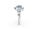 White gold Milgrain Fancy Blue Heart Cut Diamond Halo Split Shank Ring_14
