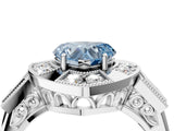 White gold Milgrain Fancy Blue Heart Cut Diamond Halo Split Shank Ring_16