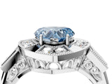 White gold Milgrain Fancy Blue Heart Cut Diamond Halo Split Shank Ring_28