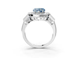 White gold Milgrain Fancy Blue Heart Cut Diamond Halo Split Shank Ring_3