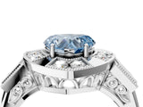 White gold Milgrain Fancy Blue Heart Cut Diamond Halo Split Shank Ring_4