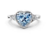 White gold Milgrain Fancy Blue Heart  Cut Diamond Ring with Tapered Pave Band and Four Prong Setting_3