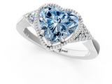 White gold Milgrain Fancy Blue Heart  Cut Diamond Ring with Tapered Pave Band and Four Prong Setting_4
