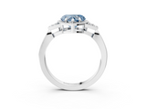 White gold Milgrain Fancy Blue Heart  Cut Diamond Ring with Tapered Pave Band and Four Prong Setting_6