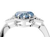 White gold Milgrain Fancy Blue Heart  Cut Diamond Ring with Tapered Pave Band and Four Prong Setting_7