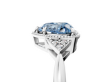 White gold Milgrain Fancy Blue Heart  Cut Diamond Ring with Tapered Pave Band and Four Prong Setting_8