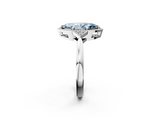 White gold Milgrain Fancy Blue Marquise  Cut Diamond Ring with Tapered Pave Band and Four Prong Setting_5