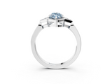 White gold Milgrain Fancy Blue Marquise  Cut Diamond Ring with Tapered Pave Band and Four Prong Setting_6