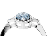 White gold Milgrain Fancy Blue Marquise  Cut Diamond Ring with Tapered Pave Band and Four Prong Setting_7