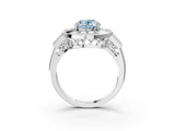 White gold Milgrain Fancy Blue Oval Cut Diamond Halo Split Shank Ring_3