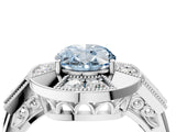 White gold Milgrain Fancy Blue Oval Cut Diamond Halo Split Shank Ring_4