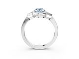 White gold Milgrain Fancy Blue Oval  Cut Diamond Ring with Tapered Pave Band and Four Prong Setting_6