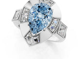 White gold Milgrain Fancy Blue Pear Cut Diamond Halo Split Shank Ring_1