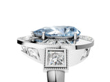 White gold Milgrain Fancy Blue Pear Cut Diamond Halo Split Shank Ring_29