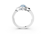 White gold Milgrain Fancy Blue Pear  Cut Diamond Ring with Tapered Pave Band and Four Prong Setting_6