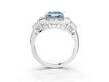 White gold Milgrain Fancy Blue Princess Cut Diamond Halo Split Shank Ring_3